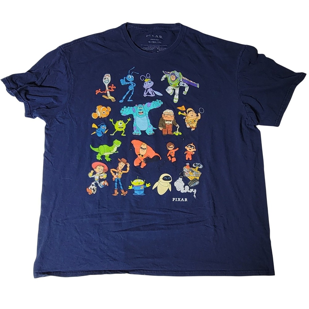 Disney Pixar Characters Navy Blue Graphic T-Shirt Mens 2XL